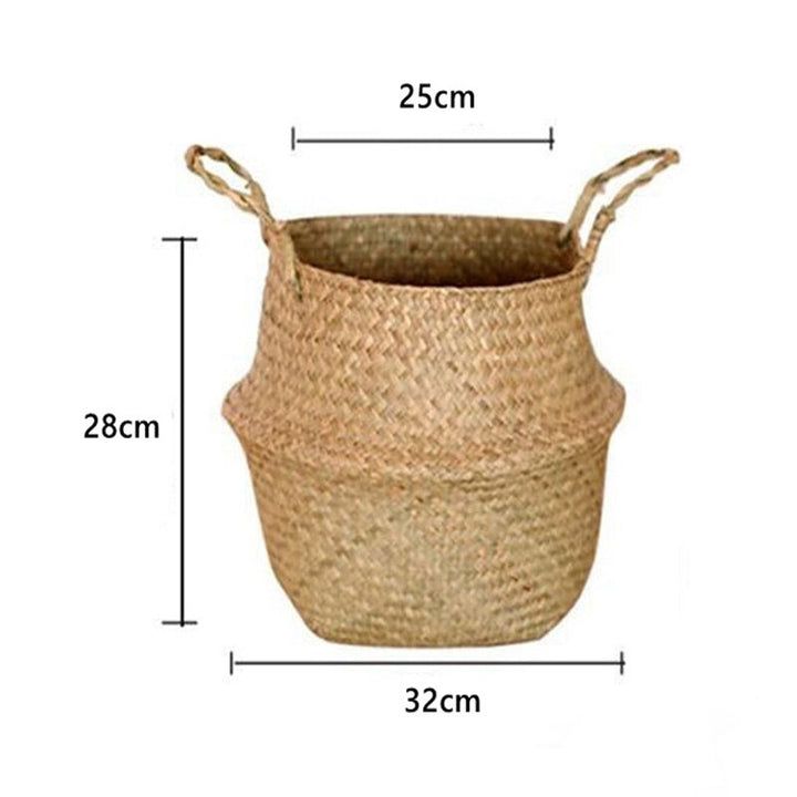 Seagrass Flower Pot Basket Wickerwork Storage Basket Hanging Planter Garden Flower Vase Handmade Plant Basket Wicker Basketwall