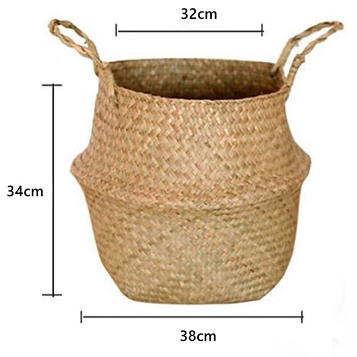 Seagrass Flower Pot Basket Wickerwork Storage Basket Hanging Planter Garden Flower Vase Handmade Plant Basket Wicker Basketwall