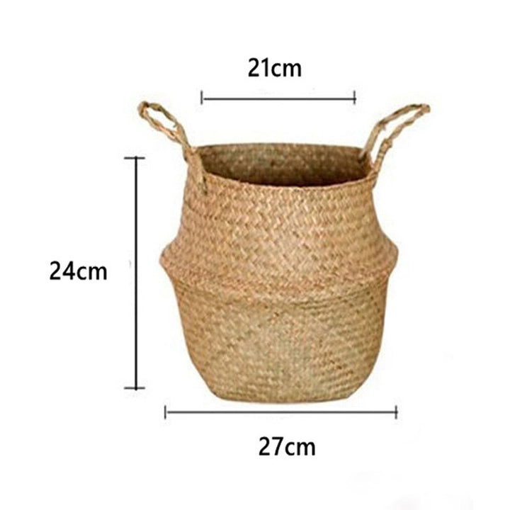 Seagrass Flower Pot Basket Wickerwork Storage Basket Hanging Planter Garden Flower Vase Handmade Plant Basket Wicker Basketwall