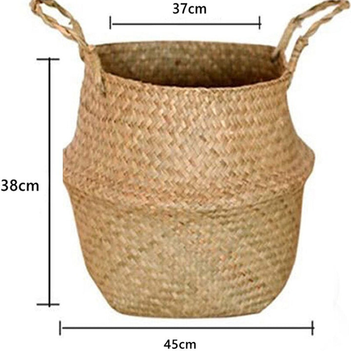 Seagrass Flower Pot Basket Wickerwork Storage Basket Hanging Planter Garden Flower Vase Handmade Plant Basket Wicker Basketwall