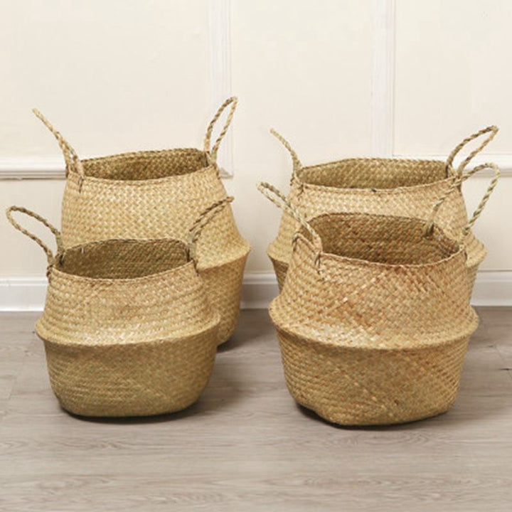 Seagrass Flower Pot Basket Wickerwork Storage Basket Hanging Planter Garden Flower Vase Handmade Plant Basket Wicker Basketwall