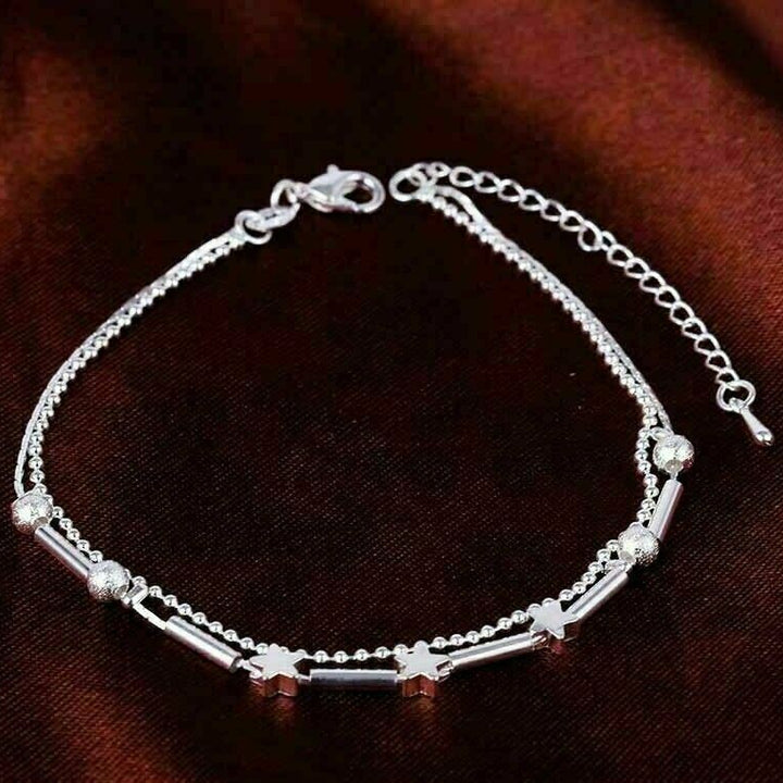 Silver Plated Women's Star Ankle Bracelet