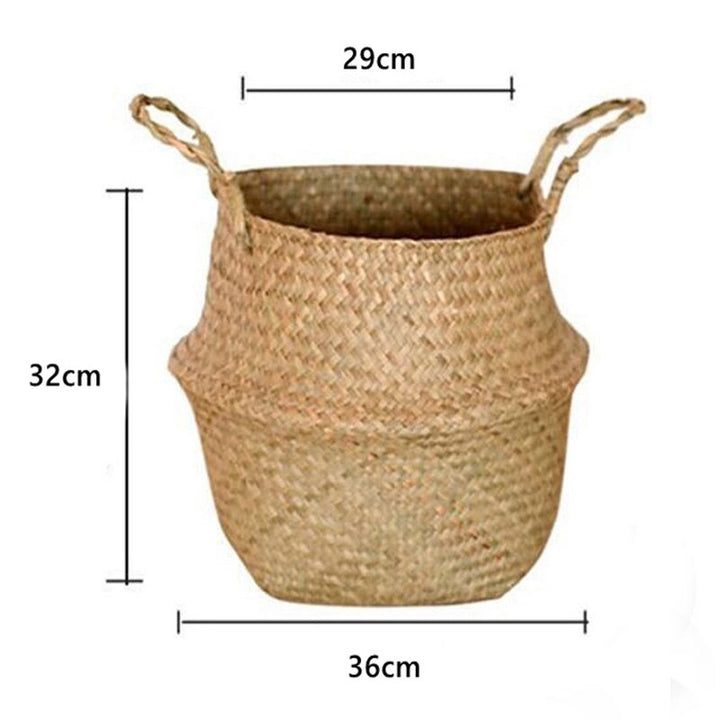 Seagrass Flower Pot Basket Wickerwork Storage Basket Hanging Planter Garden Flower Vase Handmade Plant Basket Wicker Basketwall