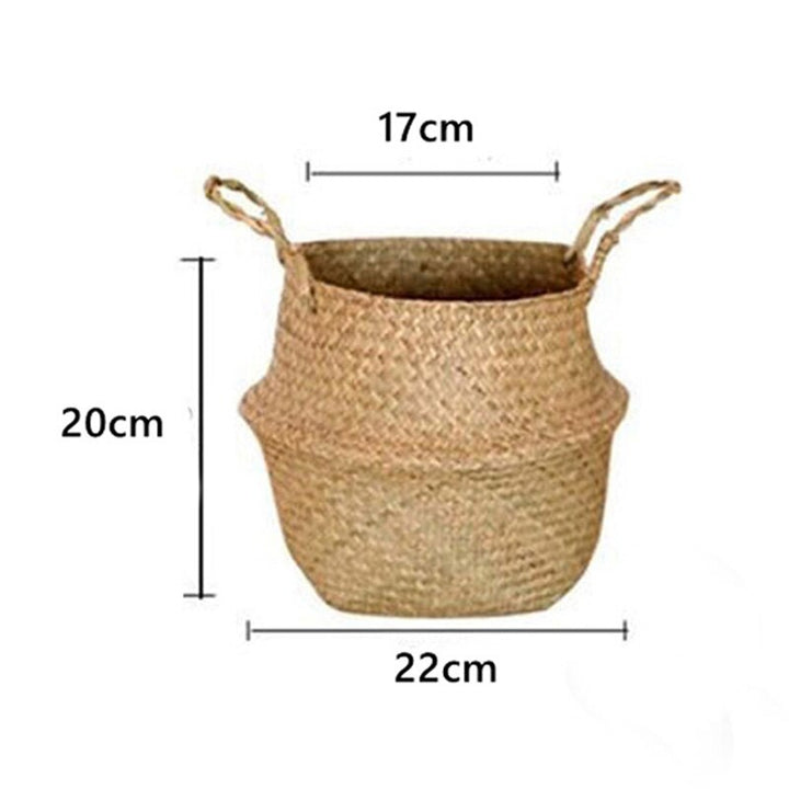 Seagrass Flower Pot Basket Wickerwork Storage Basket Hanging Planter Garden Flower Vase Handmade Plant Basket Wicker Basketwall