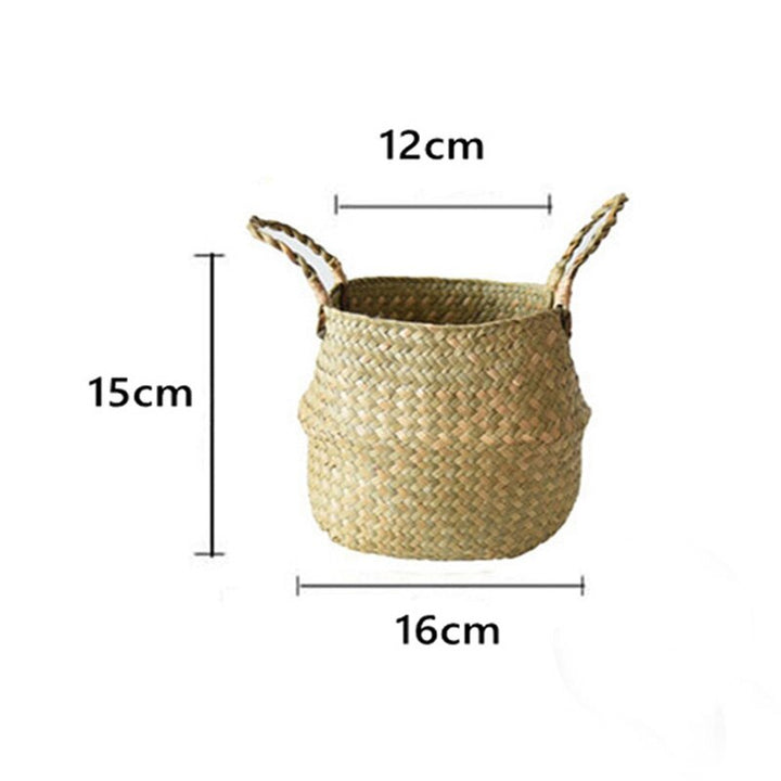 Seagrass Flower Pot Basket Wickerwork Storage Basket Hanging Planter Garden Flower Vase Handmade Plant Basket Wicker Basketwall